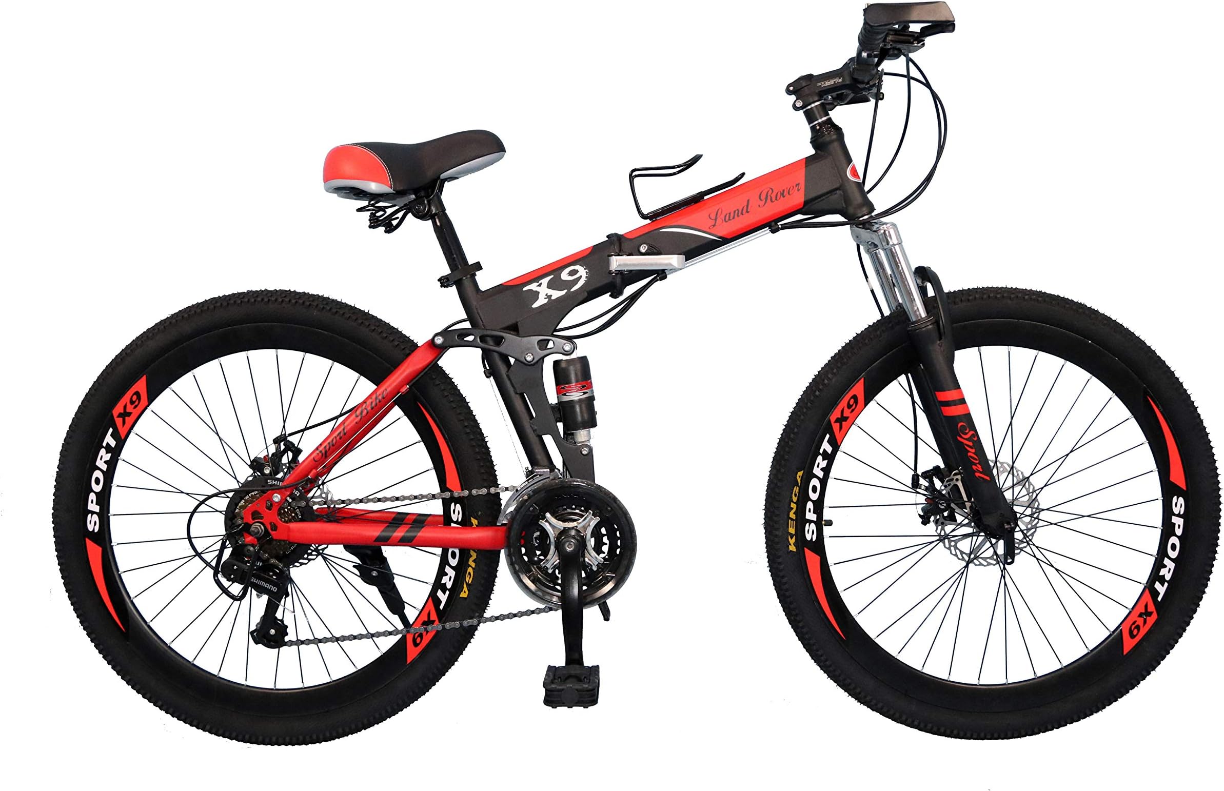 VLRA BIKE X7 Land Rover Folding 26 Inch 24Speed Mountain Suspended Disc Brake Bicycle (Black Red)