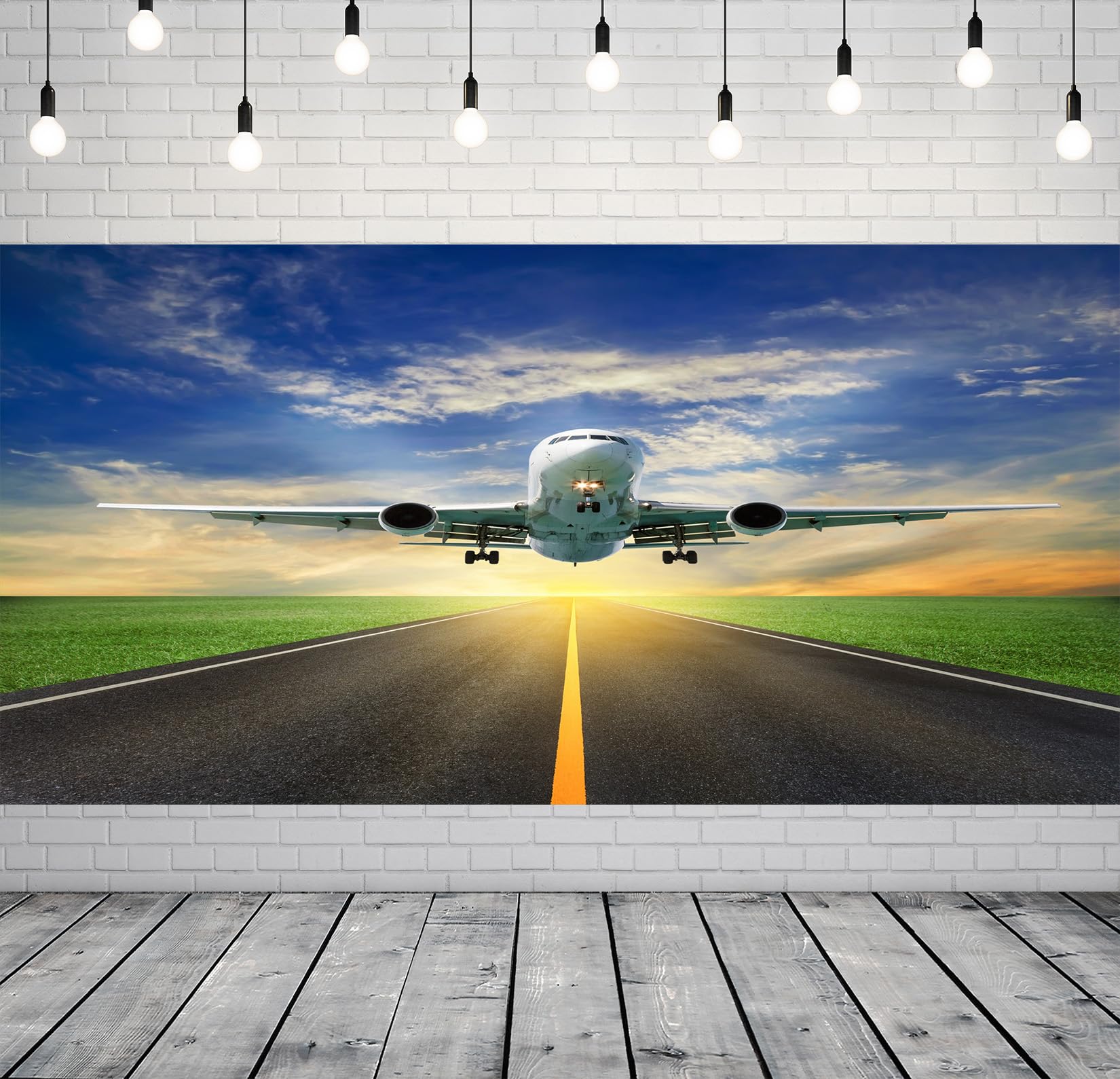 Fmarui Flugzeug Landebahn Fotohintergrund 3x2,4m - Perfekt Für Themenpartys & Fotoshootings