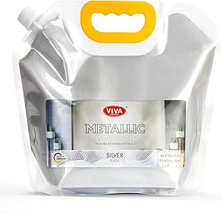 Viva Decor Metallic Wall Paint 84,5 fl oz (Silver) – Glitter Effects, Hi...