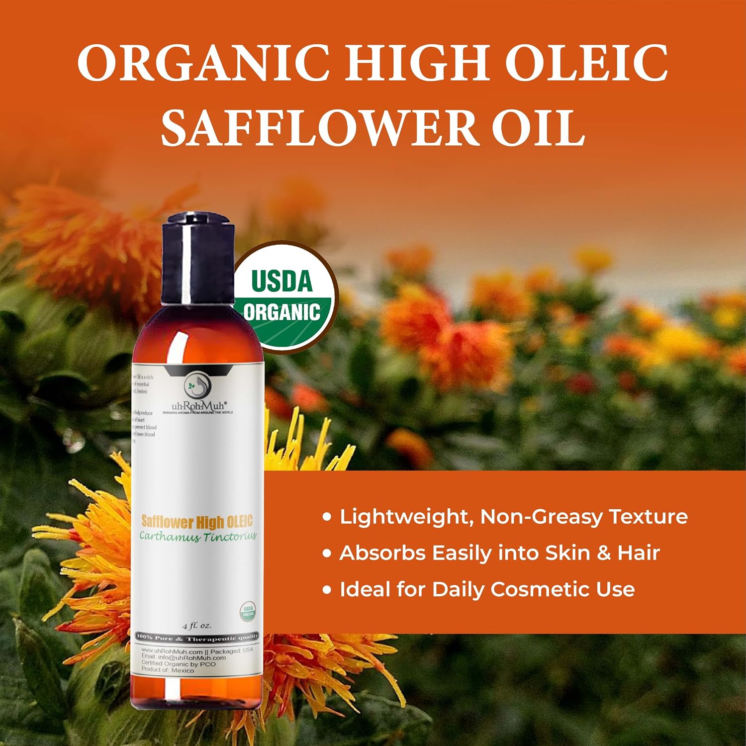 Organic High Oleic Safflower Oil, Cold Pressed Expeller Pressed Carthamus Tinctorius Seed Oil, 70–80% Oleic Acid, Neutral Flavor Cooking & Carrier Oil, Skin Care, Hair Care - 4 Fl Oz image 5