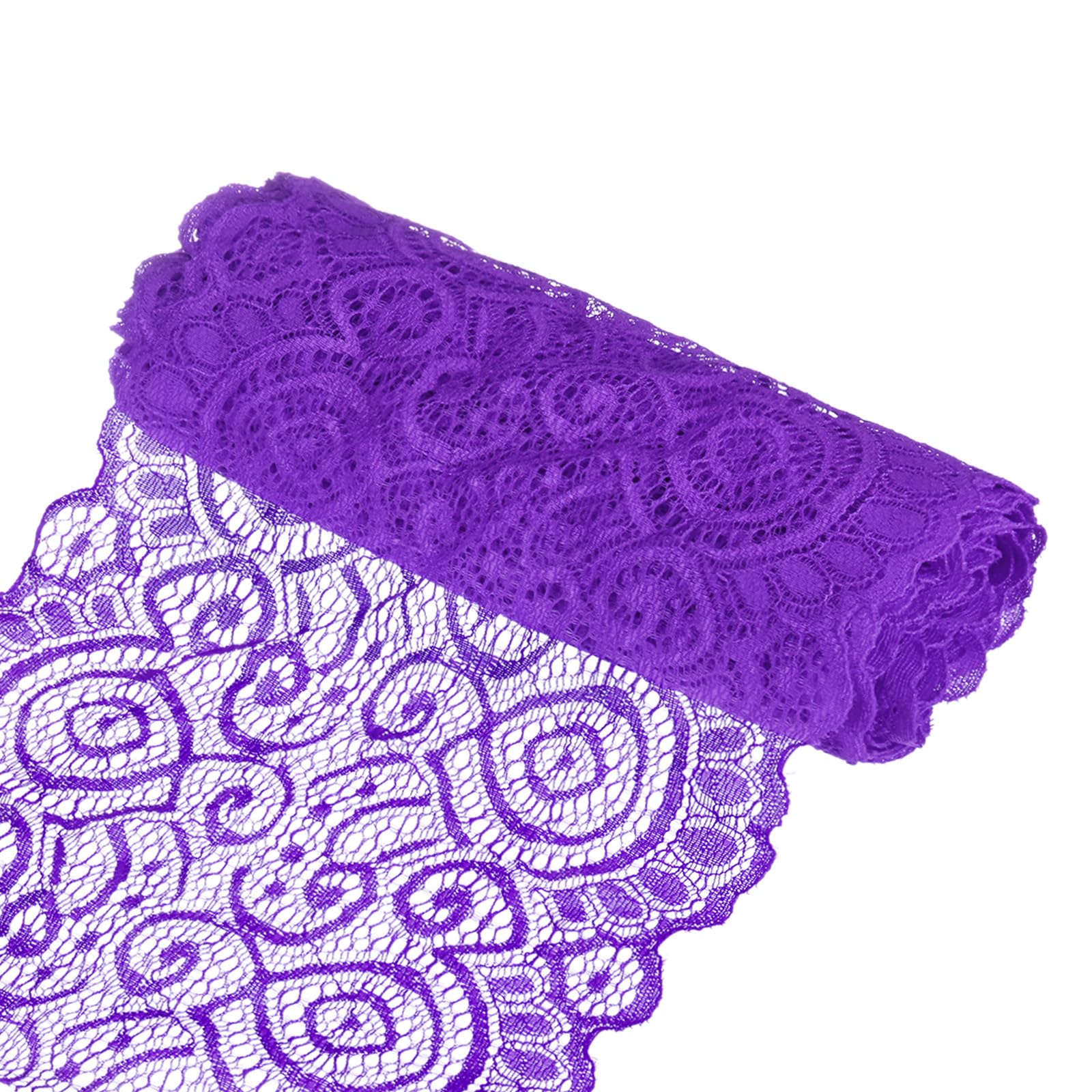 Dentelle élastique florale violet foncé : tissu extensible de haute flexibilité pour robe