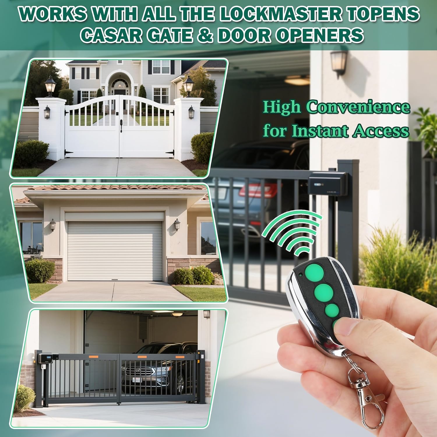 4 PCS M12 Gate Remote Control Transmitter 433.92 MHz Garage Door Remote for Automatic Swing Sliding Gate Opener Compatible with Lockmaster Topens (Alkaline 27A Dry Battery)