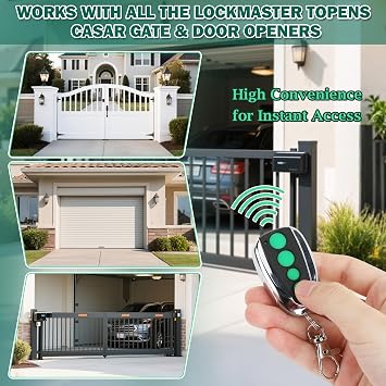 4 PCS M12 Gate Remote Control Transmitter 433.92 MHz Garage Door Remote for Automatic Swing Sliding Gate Opener Compatible with Lockmaster Topens Casar 4-Button Wireless Transmitter