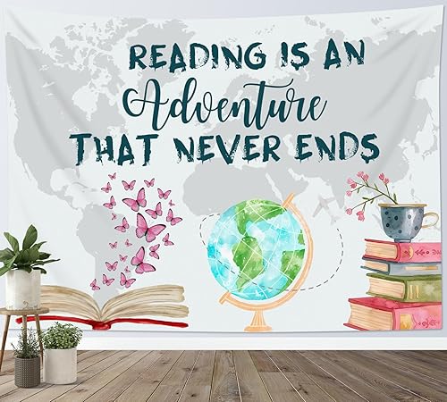 Miniatura 13 de LB Tapiz vintage para colgar en la pared, libros de biblioteca, retro, tapiz de pared para dormitorio, tapiz bohemio hippie para sala de estar,