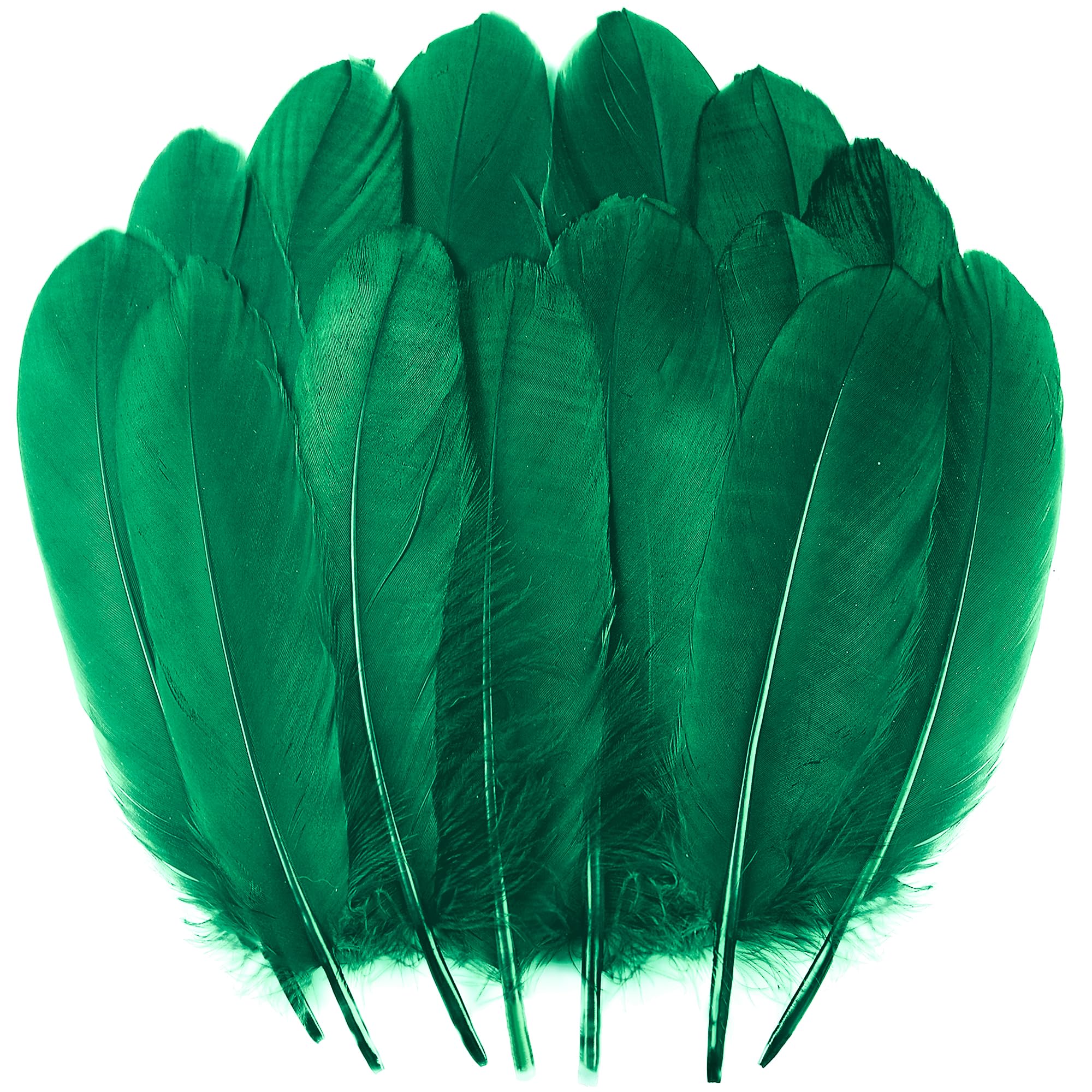 Ballinger Dark Green Craft Feathers Bulk - 120Pcs 6-8inch Goose Feathers Bulk for DIY Halloween Decorations, Jewelry,Cosplay and Clothing Accessories