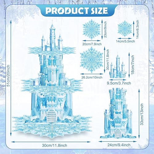 Miniatura 2 de Zopeal Soporte de 3 niveles para cupcakes de copo de nieve, decoración de fiesta, soporte para cupcakes de copo de nieve, soporte para pasteles con