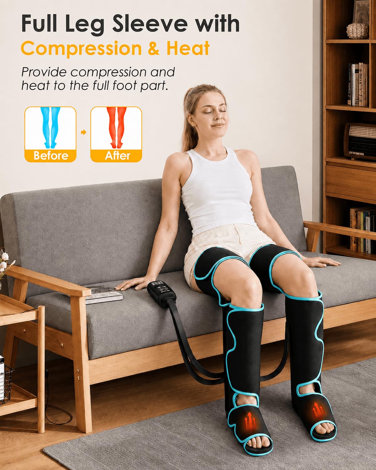 Massaggiatore per gambe con compressione dell'aria e riscaldamento per la