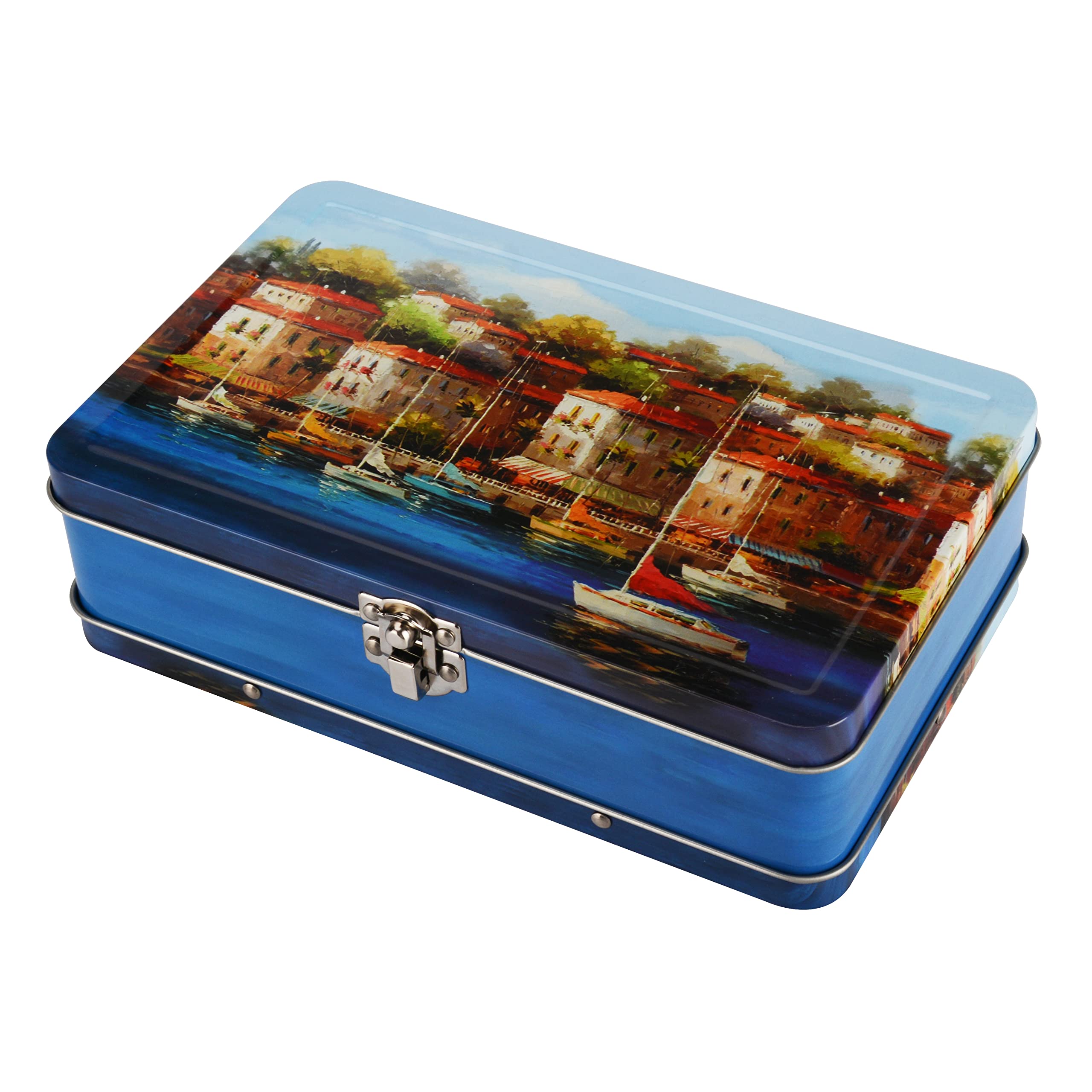 DAHO Metal Storage Box with Hinge for Office, School, Home, Makeup, Arts & Crafts and Accessories (Europe)