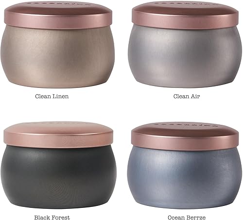 Miniatura 3 de COCORRÍNA Juego de velas perfumadas, paquete de 4, 3.8 onzas, aire transparente, lino limpio, brisa del océano, bosque negro, juego de regalos de