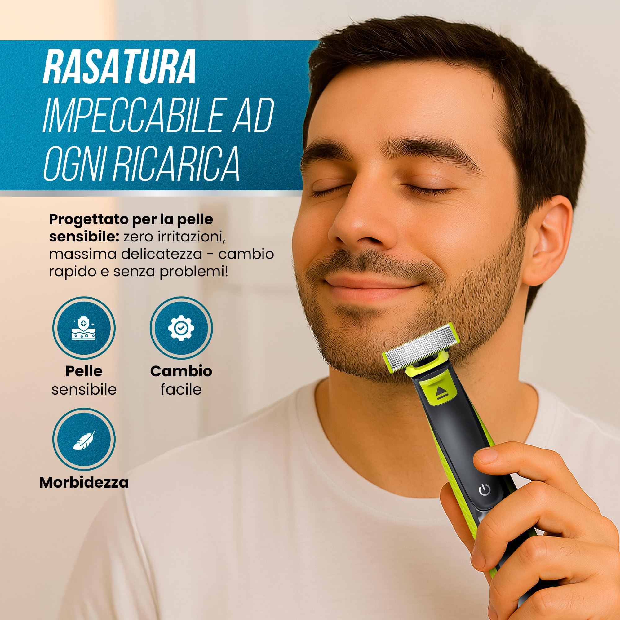 Lamette di ricambio compatibili con One Blade (X5) T-Blade Testine Per Rasoio Elettrico Uomo Taglio Preciso Senza Irritazioni Per Barba Viso Collocompatibili con Oneblade