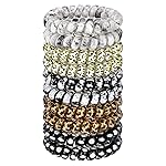JessLab Spiral Hair Ties for Women, 10-Pack Traceless No-Damage Ponytail Holders, Coils Hair Bands for Girls, Assorted Colors