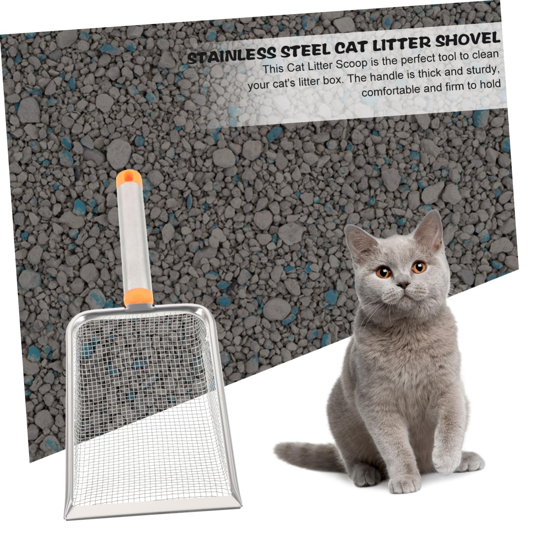 SUPVOX 5pezzi Cat Litter Scoop Acciaio Inossidabile Paletta per Lettiera con Manico Ergonomico e Maglie per Pulizia Efficiente di Feci di Gatto e Rettili Colore Arancione