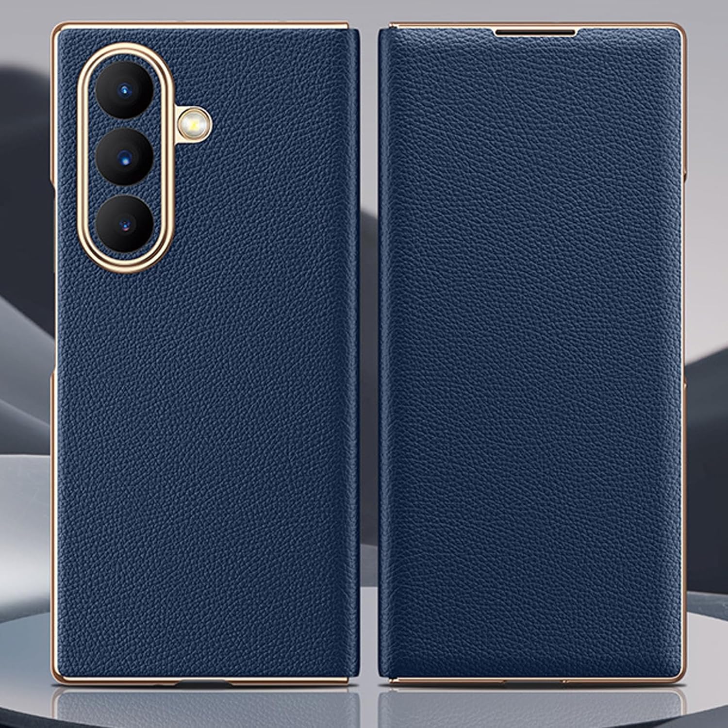 for Samsung Galaxy Z Fold 7 Case, Slim Thin Premium Leather Flip Cover Magnetic Close Full-Body Hinge Protection Business Leather Protective Flip Case for Z Fold 7 Blue