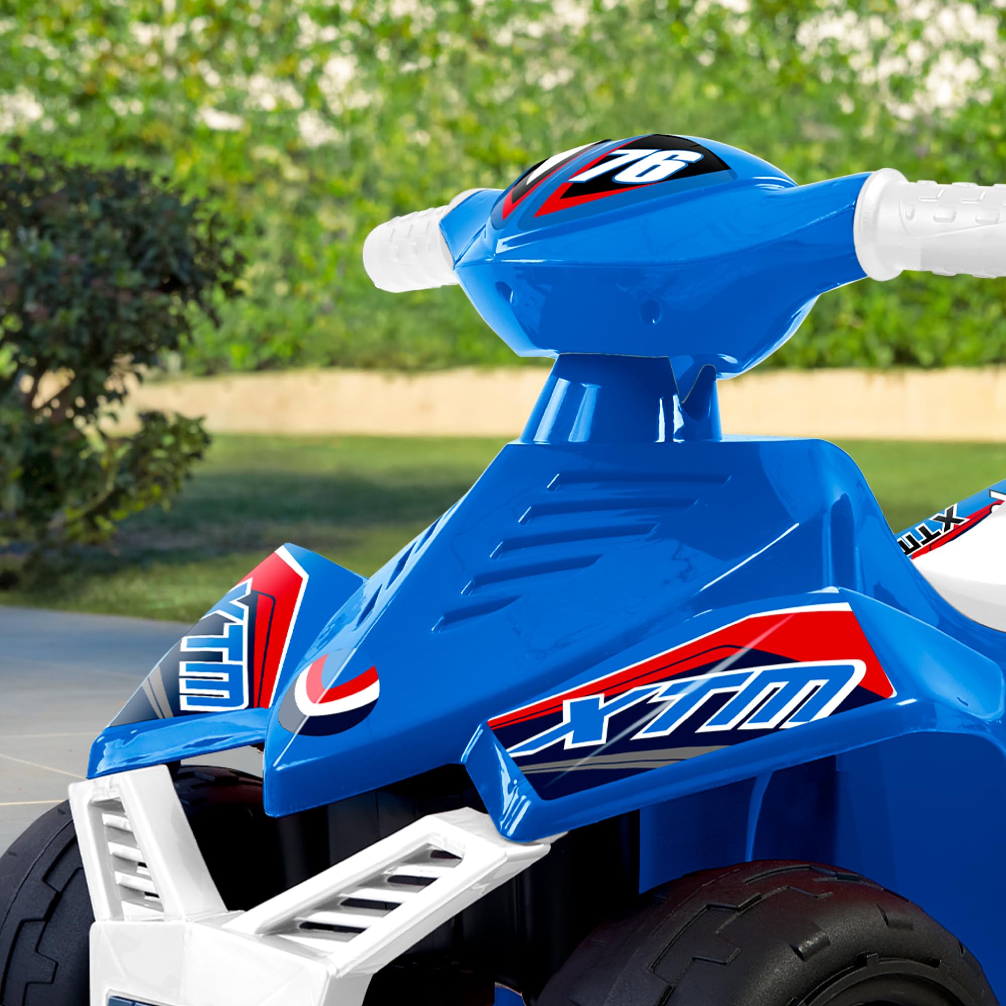 Feber Quad CE-Blue 6V Coche Eléctrico para Niños Acelerador Ruedas Grandes Estabilidad 40 min Batería Cargador Incluido