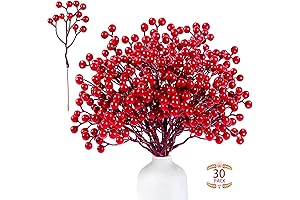 30 Pack Artificial Red Berry Stems for Christmas Tree Decorations