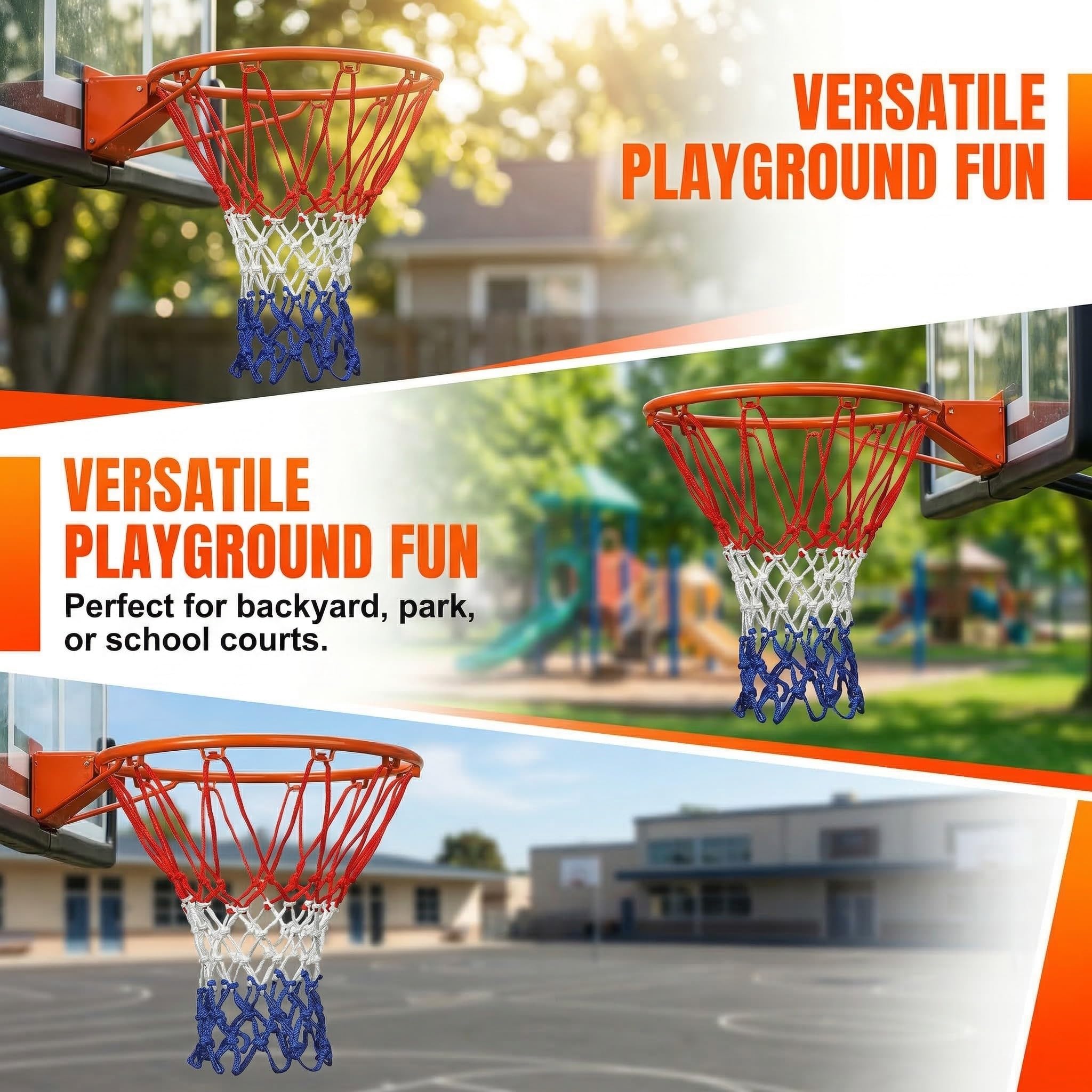 4 Piezas Red de repuesto para baloncesto de tamaño pequeño, para cestas de 20 a 26 cm, 8 trabillas, para intercambiar redes interiores y exteriores