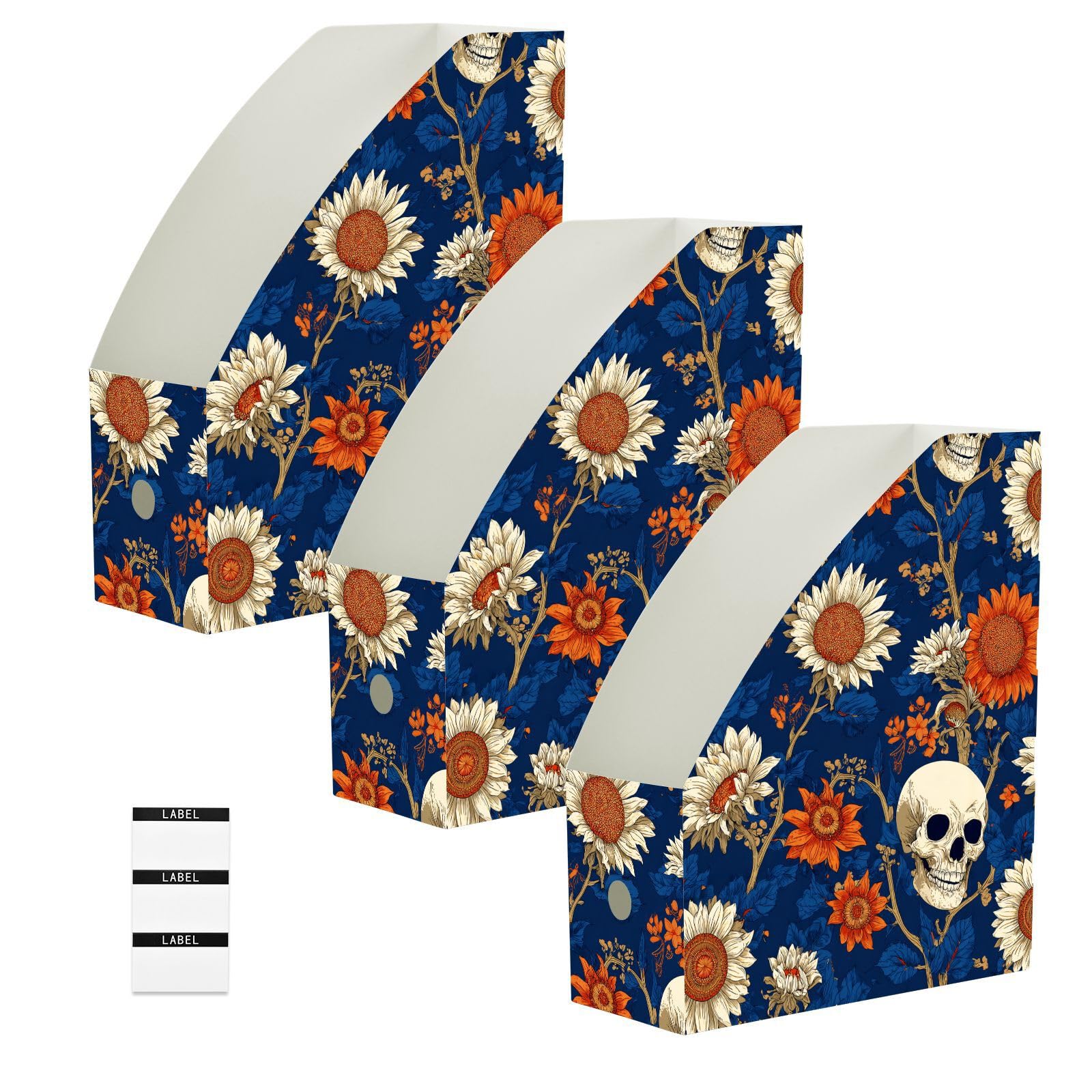 Classeur pliable pour magazines lot de 6 organiseur bureau rangement papier tournesol bleu marine