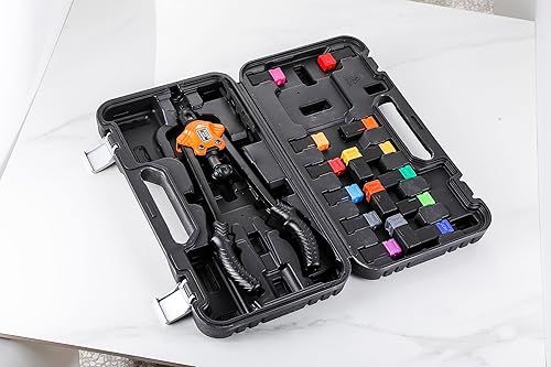 Miniatura 8 de Wensilon Pistola de tuerca de remache, herramienta de mano profesional estándar, ligera, con 7 piezas de mandril métrico, 8 piezas de mandril SAE, 1