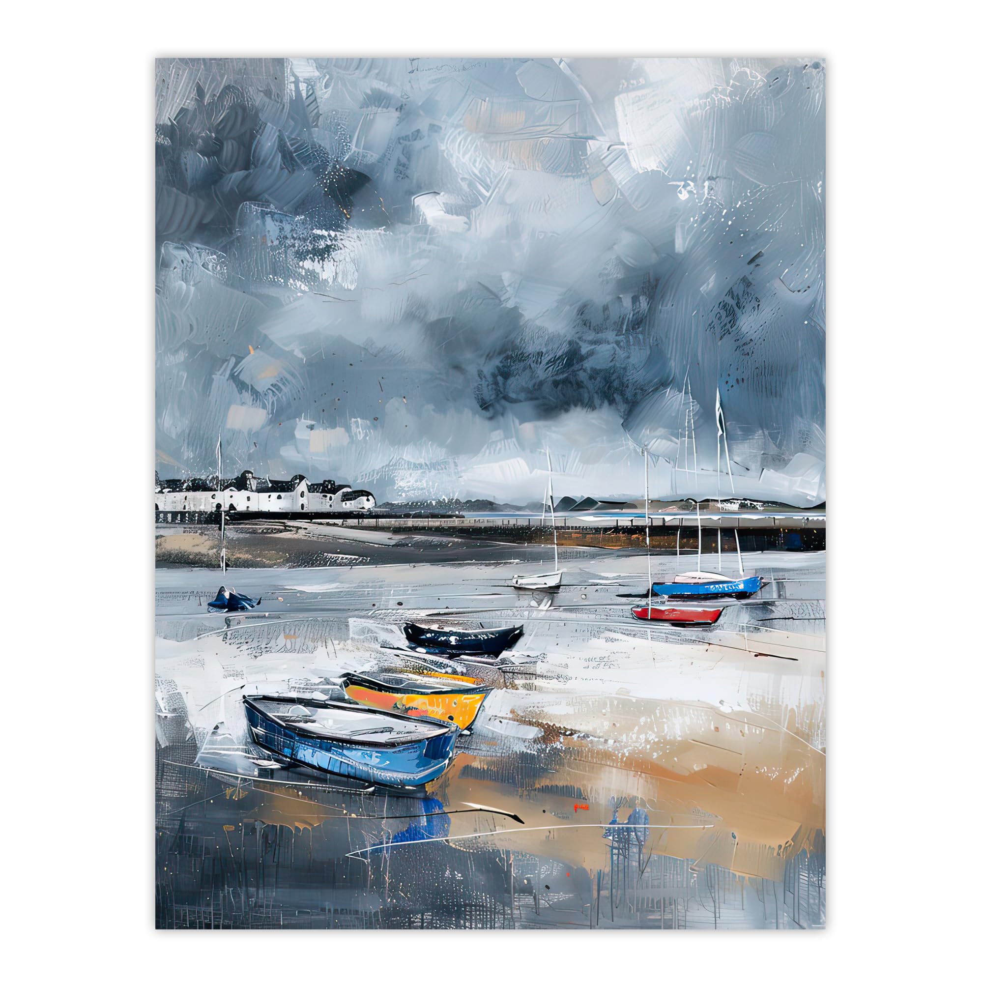 Artery8 Fishing Boats Yorkshire Coast Beach East Riding Living Room Unframed Wall Art Print Poster Home Decor Premium