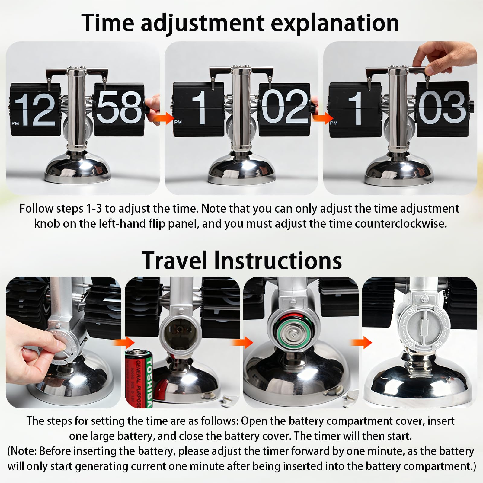 Flip-Uhr Retro, mit Digitalanzeige, Zahnradmechanismus & Handgefertigten PVC-Seiten, Retro Mechanisches Design, Ideal für Heim- und Bürozubehör, Einzigartiges Zeitmessgerät für Tisch oder Wand