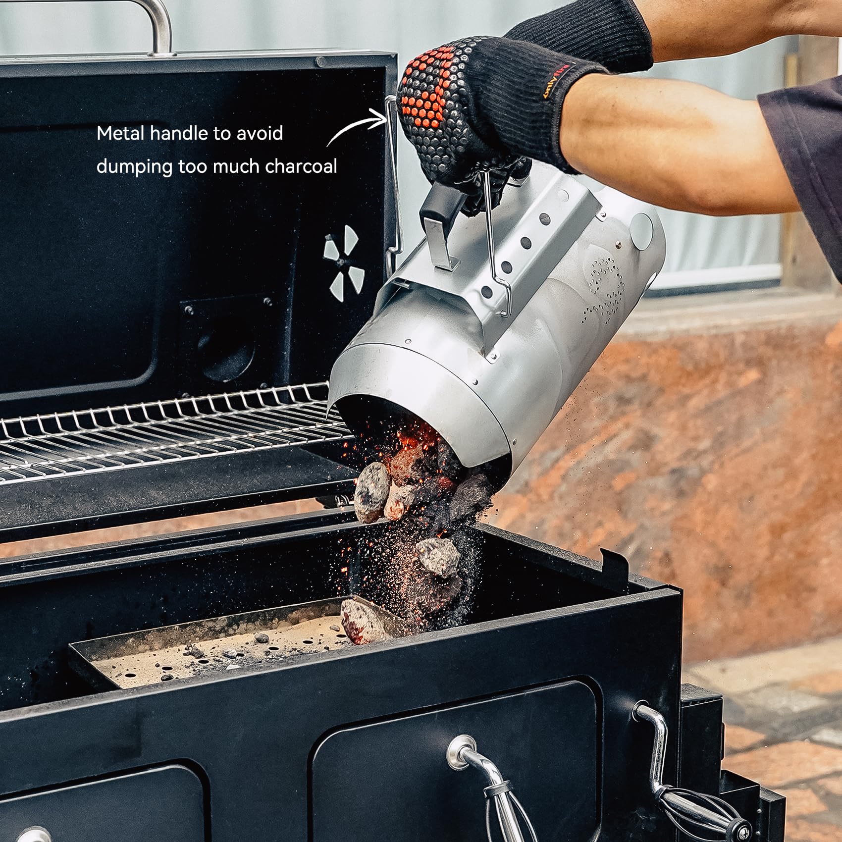 onlyfire Grande Accenditore a Ciminiera con Sicurezza Isolata Termicamente, Accenditore Rapido per Barbecue e Griglie a Carbonella