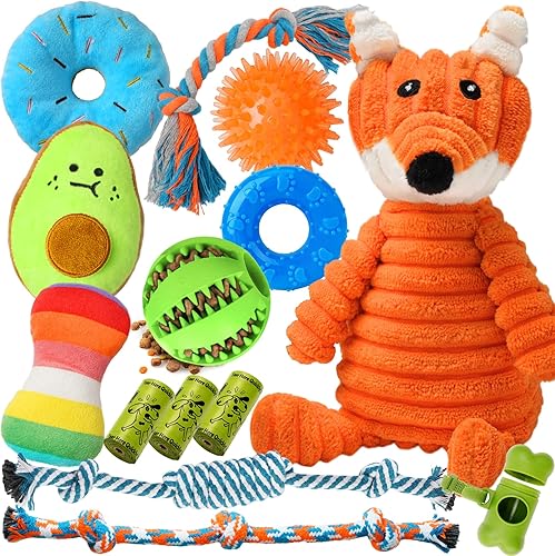 Miniatura 15 de Zeaxuie Paquete de 9 juguetes de lujo para cachorros para dentición de perros pequeños, juguetes masticables para cachorros con bonitos juguetes