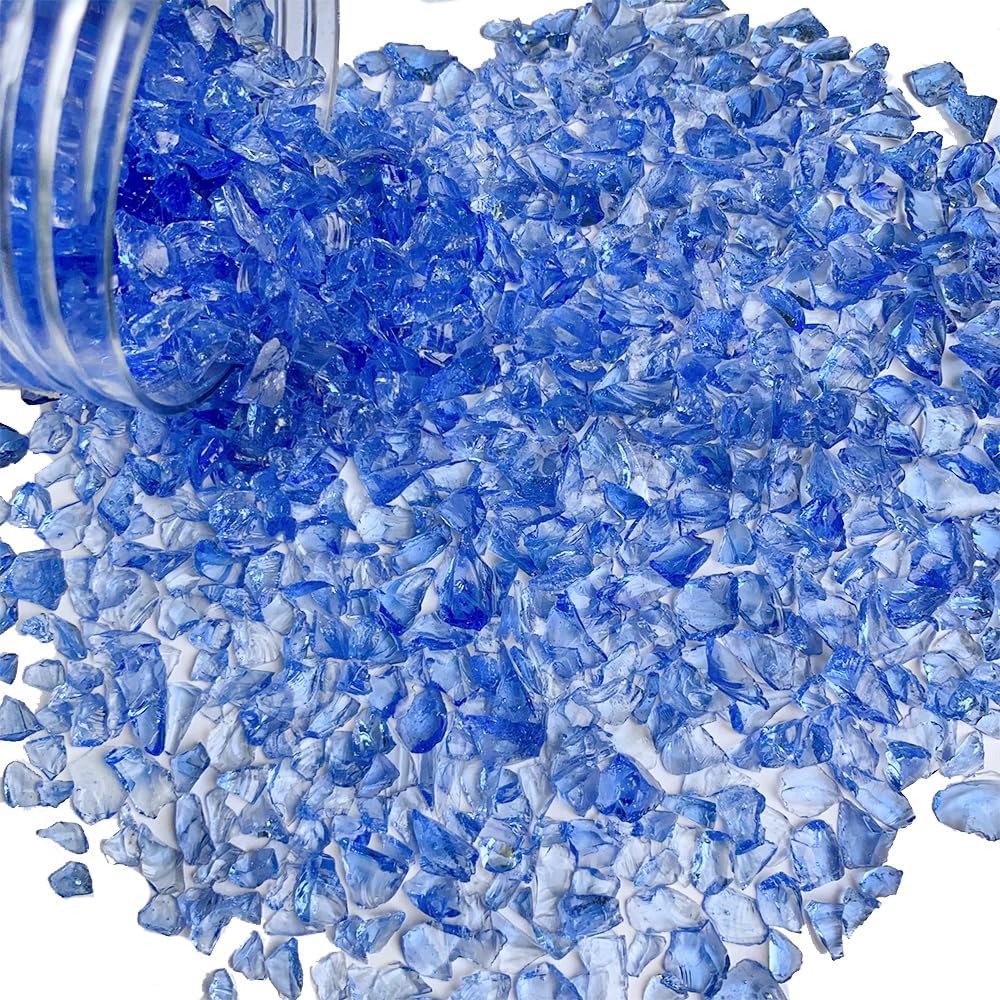 425g Crushed Glass Broken Glass Chips 3-8mm for Resin Arts,DIY Crafts,Vase Filler, Candle Holder Stones