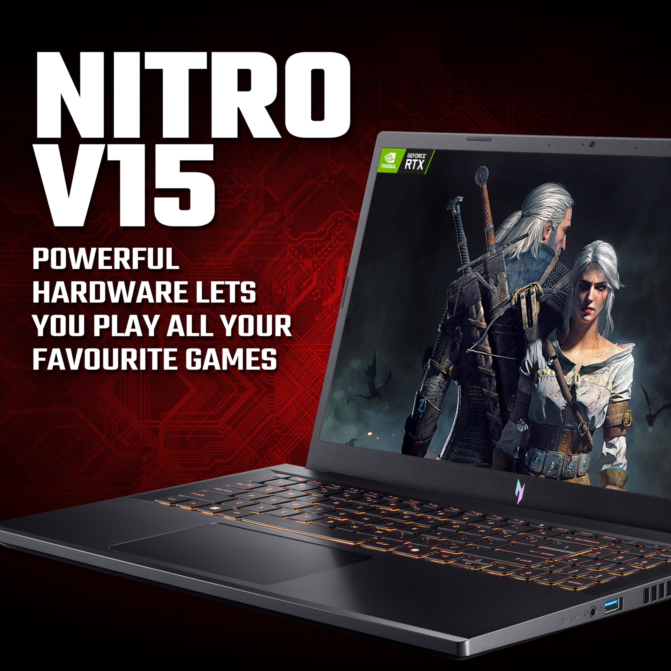 acer Nitro V15 ANV15-52 Gaming Laptop - Intel Core i7-13620H, 16GB, 512GB SSD, NVIDIA GeForce RTX 5050, 15.6" Full HD 165Hz, Windows 11, Black — view 2