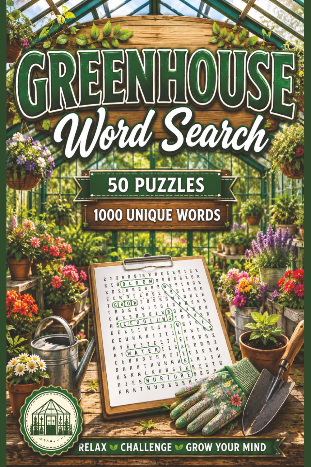 Greenhouse Word Search: 50 Fun Puzzles Featuring 1,000 Greenhouse, Gardening & Plant-Themed Words