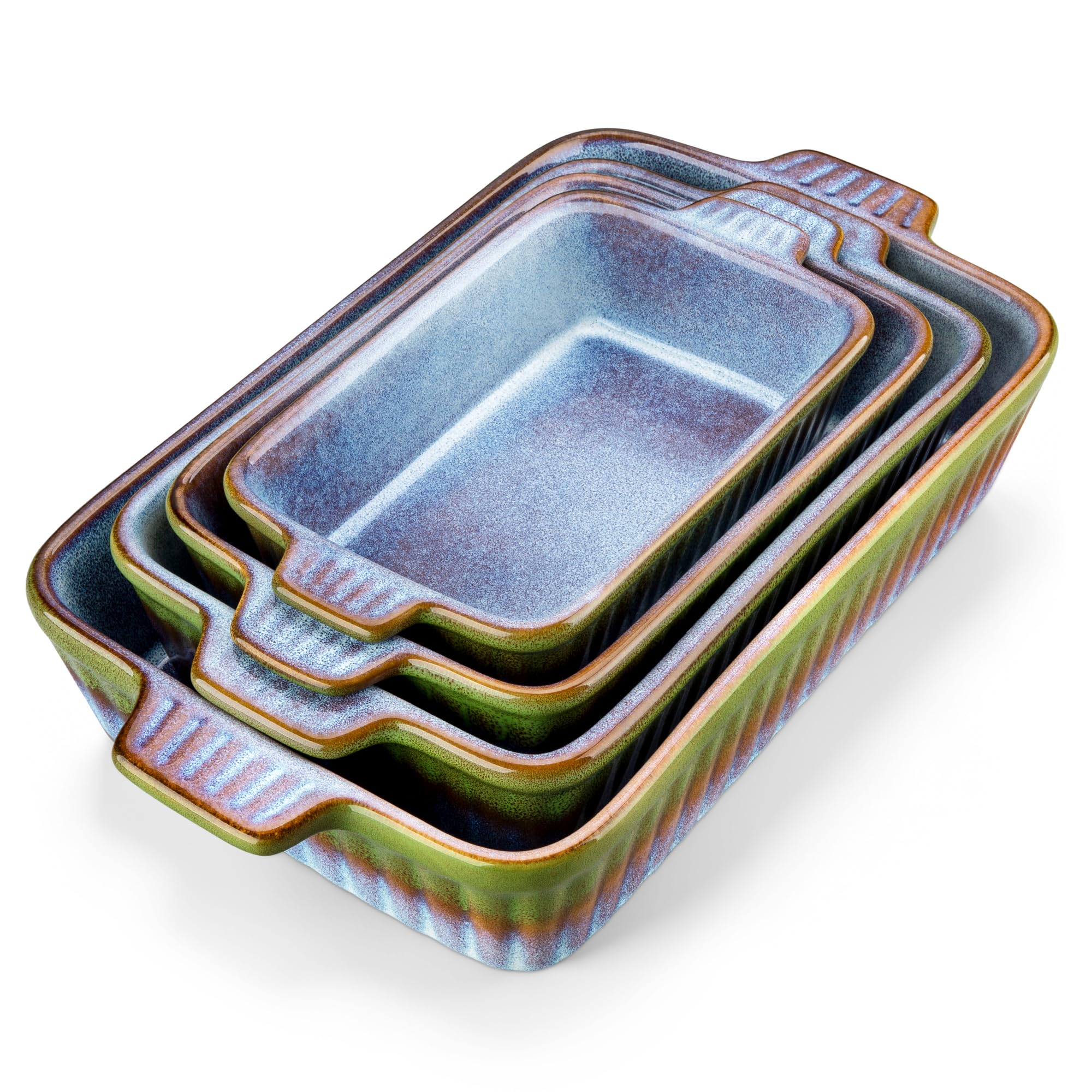 vancasso 9-14 in Baking Dishes Set of 4, Ceramic Casserole Dish, Blue/Green