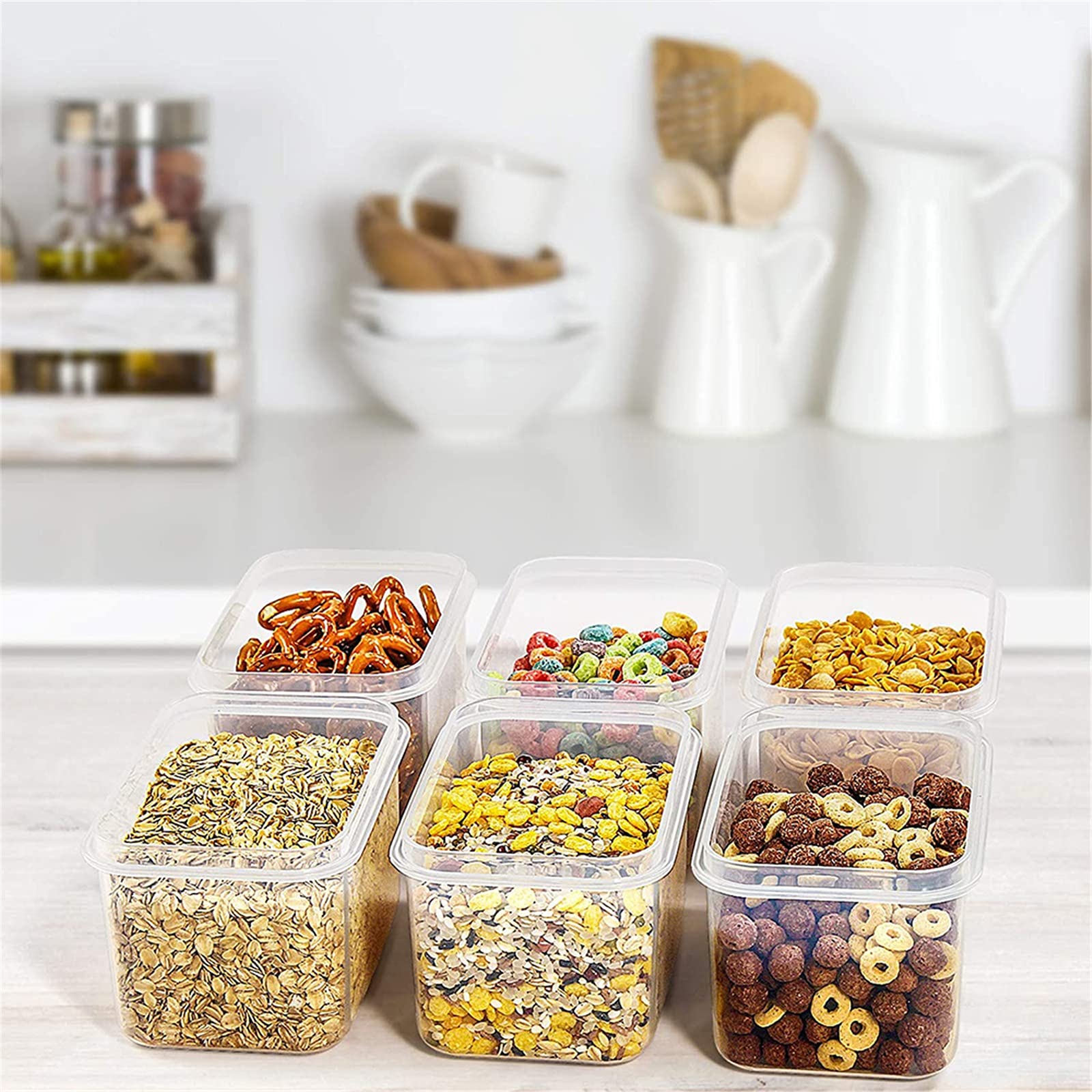 Contenitore ermetico per Alimenti 16 Pezzi 0,8 l contenitori per Alimenti da Cucina Coperchio sottovuoto Quadrato dispensa ermetica