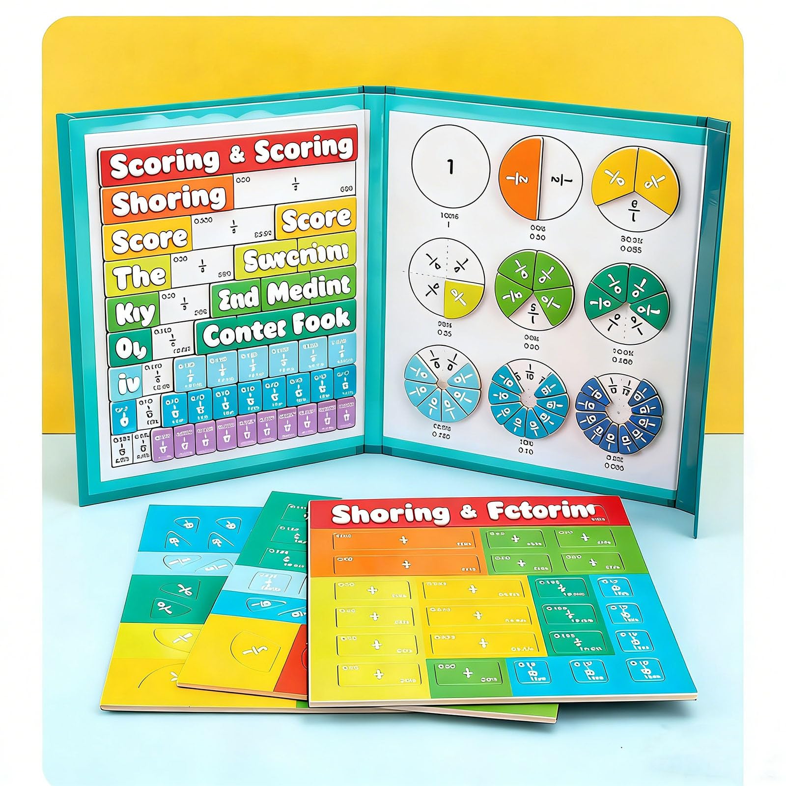 Generisch Ayuda de aprendizaje para cálculo de fracciones, libro de demostración magnético de fracciones, rompecabezas de aprendizaje interactivo y actividades, juego de círculos de fracción para
