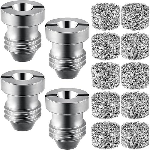 4 Pieces 1.1mm Orifice for Foam Cannon Nozzle and 10 Pieces Foam Maker, High Replacement Thread Nozzle 3000 Psi for Snow Lance Supplies(Silver)