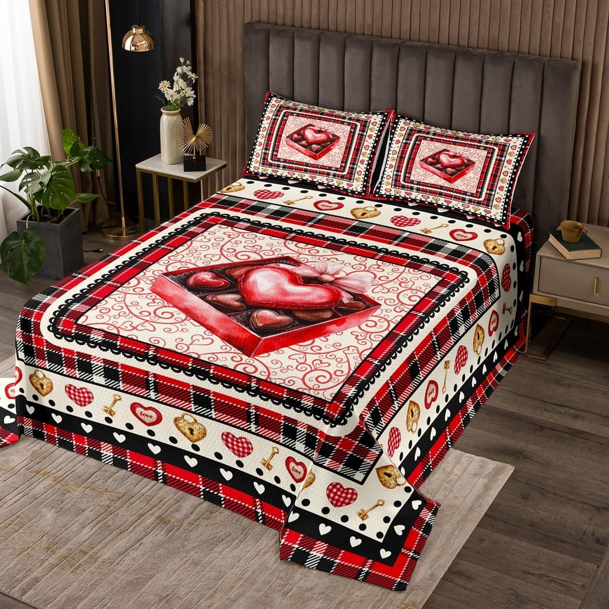 Gothic Couple Bedspread King Size,Black and White Wings Bedding Set,Skeleton Lover Comforter Set for Teens Girls Boys Adult Room Decor,Damask Rose Floral Print Black Sliver Quilt Coverlet 3Pcs