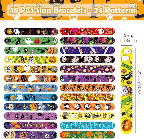 Miniatura 2 de 48 pulseras de Halloween a presión para regalos de fiesta, premios escolares, intercambio de regalos de Halloween, regalos a granel