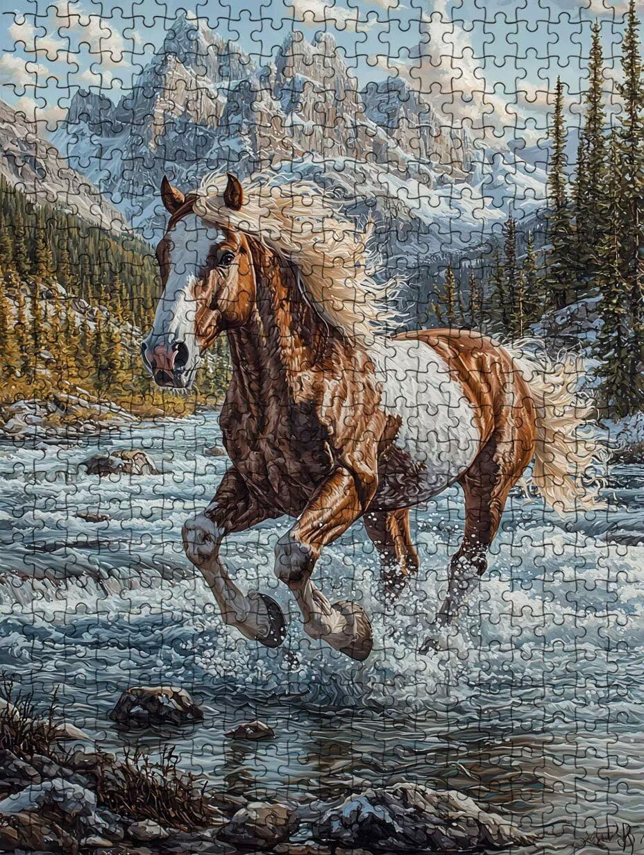 Puzzle 3000 Pezzi, Fiume Cavallo 3D Puzzle per Adulti Impegnativo, Educa Puzzles Artistico, Divertente E Stimolante Puzzles Decorativo per La Famiglia, Regalo e Decorazione Pareti DX0YL6-614