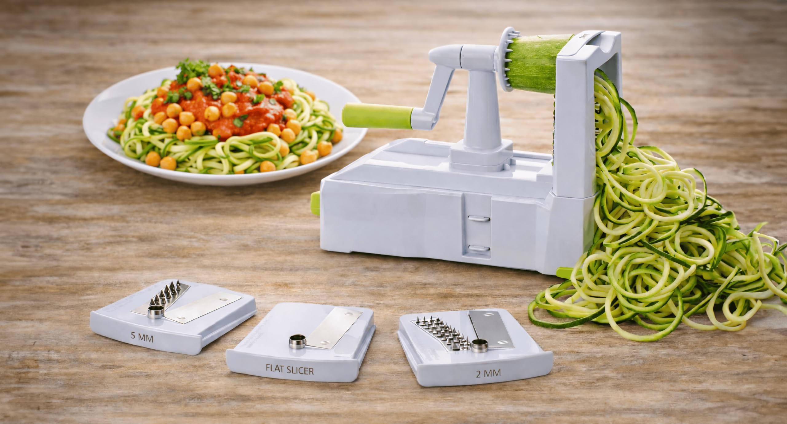 Râpe pour couper els légumes en spirale - 5 lames - Par Brieftons - BR-5B-02 Coupe-légume solide et robuste pour faire des spirales ou des spaghetti de légumes
