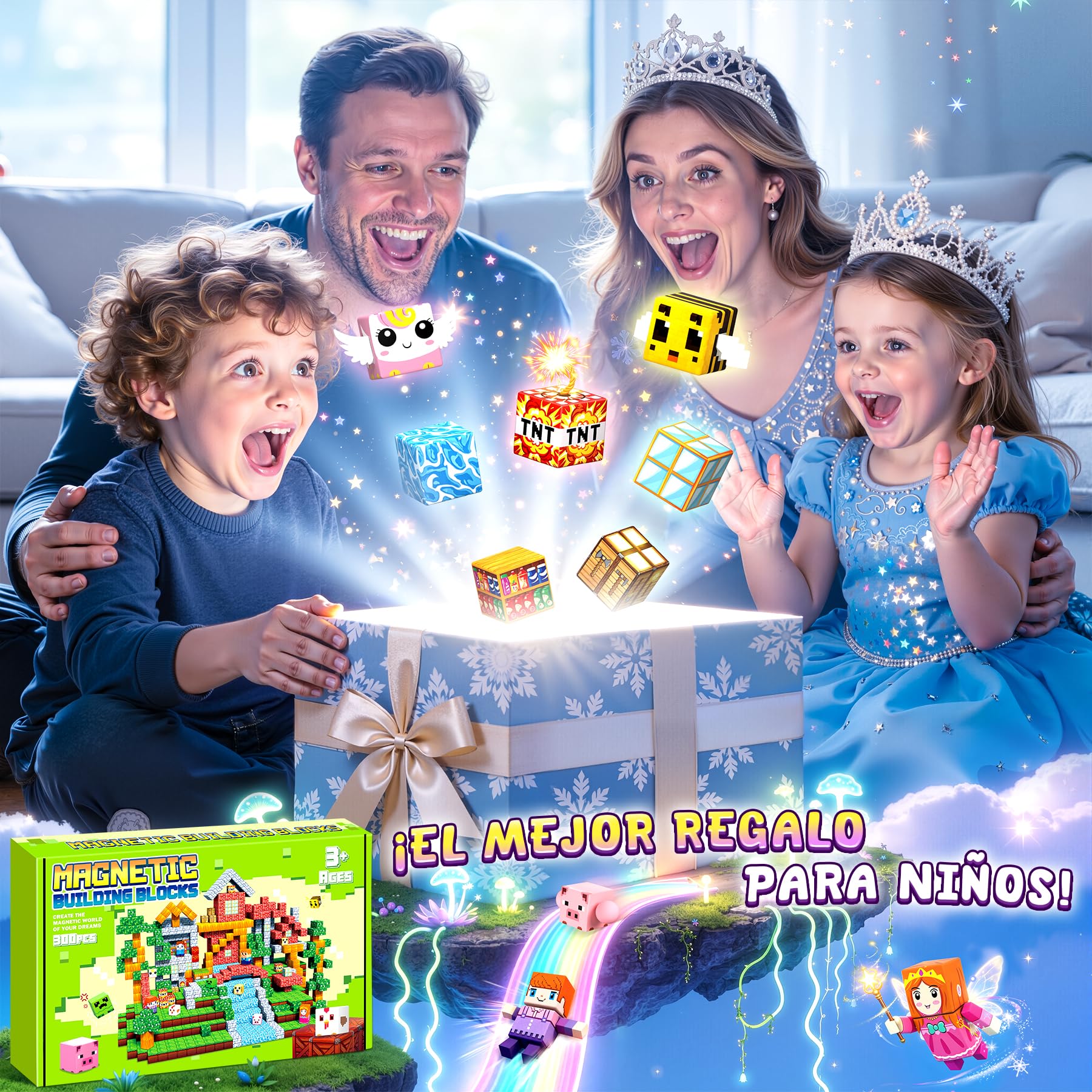 Pourbibi 𝟑𝟎𝟎 𝐏𝐢𝐞𝐳𝐚𝐬 Bloques Magneticos Construccion Niños,Magneticas Niños,Juguetes Niños 3 Años,Piezas Construcciones Magneticas,Juguete Creativo Montessori para 3-10 Años,Neumaticos Turismo