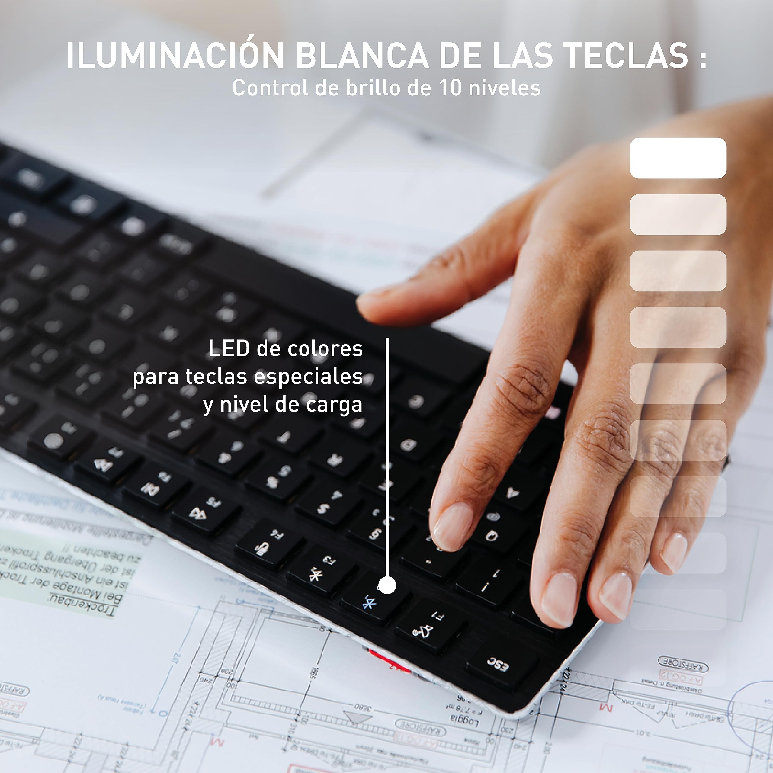 Cherry KW X ULP, Teclado Mecánico Ultraplano de Alta Gama, Distribución de Teclado Alemán (QWERTZ), Inalámbrico, Multidispositivo para hasta 4 Dispositivos, Recargable, Negro