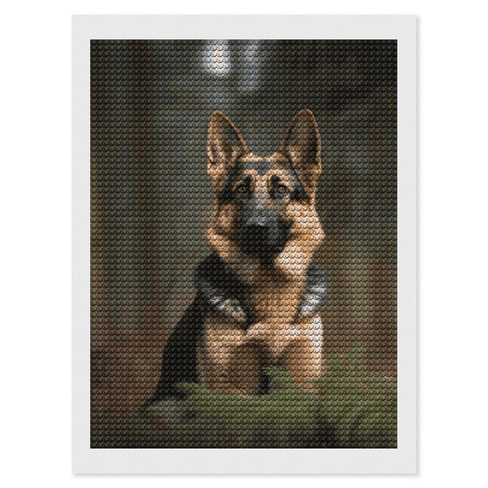 FodPand Diamond Art Kits for Adults, 5D Aurora Diamond Painting Kits for Beginners, German Shepherd DIY Full Drill Dots Gem Art Paint Crafts for Home Wall Decor 12"x16"
