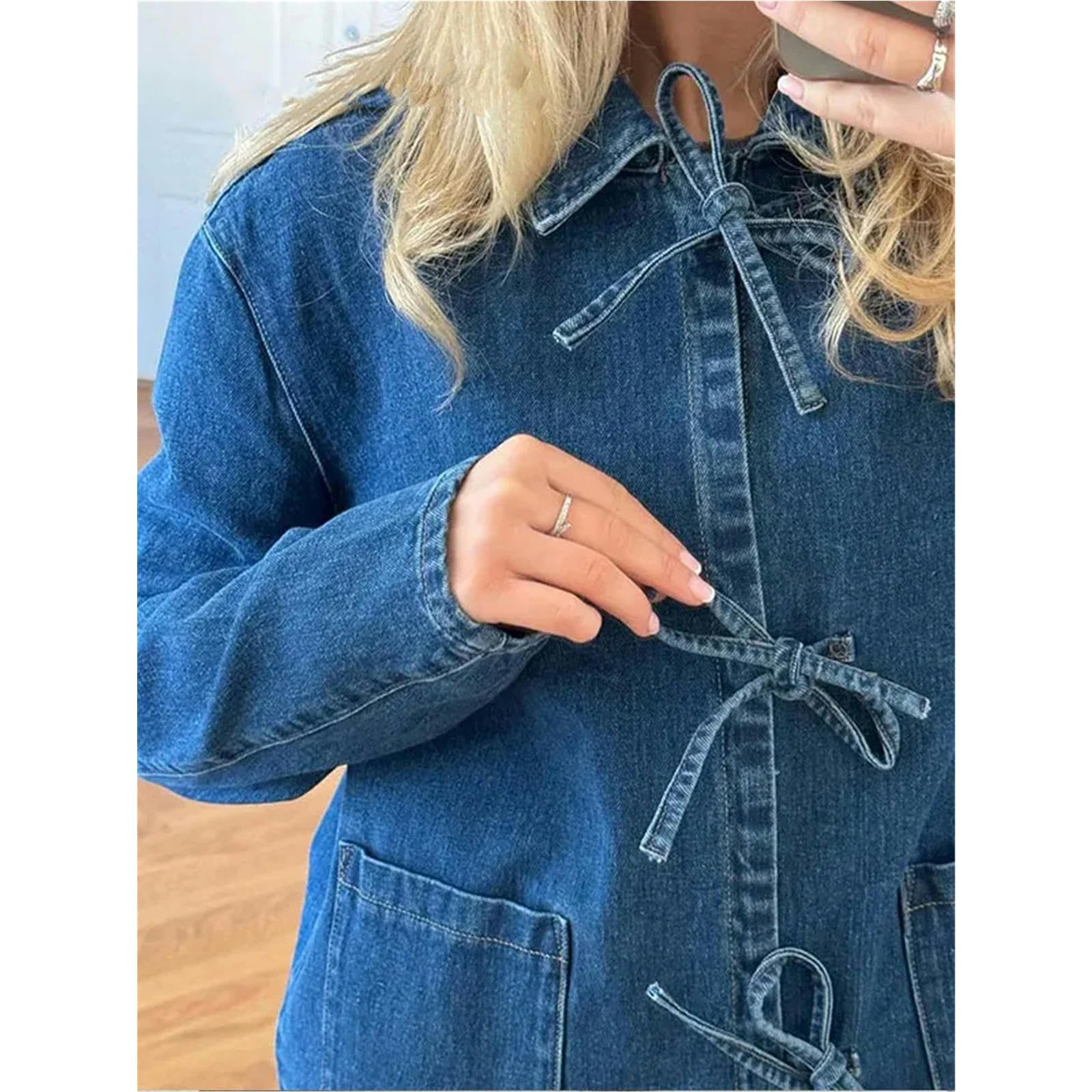 Giacca Uomo Scialgola in Fila Denim Donne Donne Causali A Tasca A Maniche Lunghe Curse A Corto di Camicette Sciolte