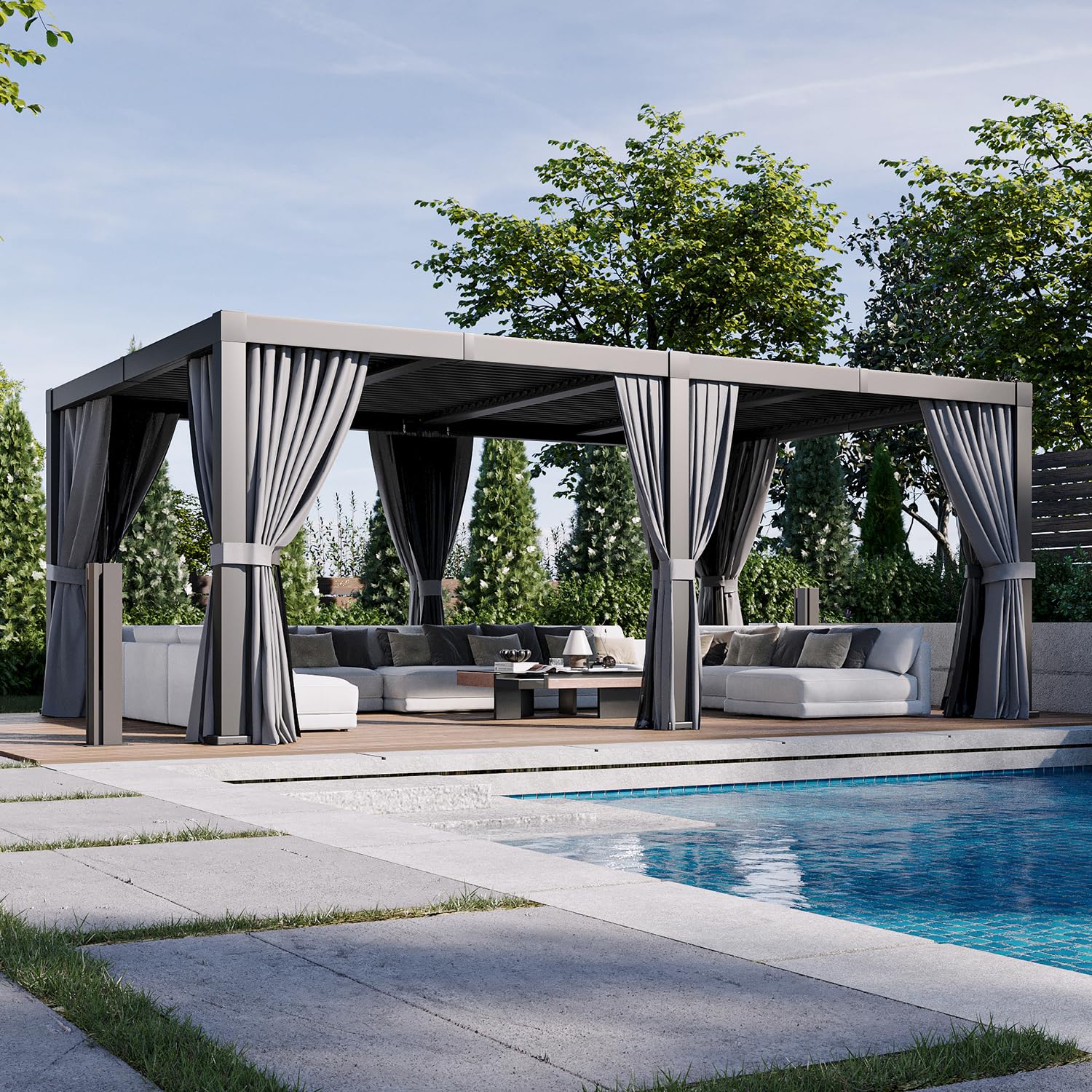 Aoxun 12x20 Louvered Pergola