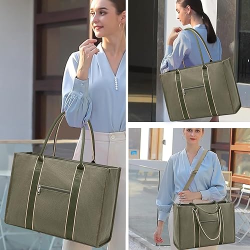 Miniatura 2 de Bolsa de mano para computadora portátil para mujer, bolsa de lona de 15.6 pulgadas, bolso de hombro para computadora, bolso de mensajero, bolso para