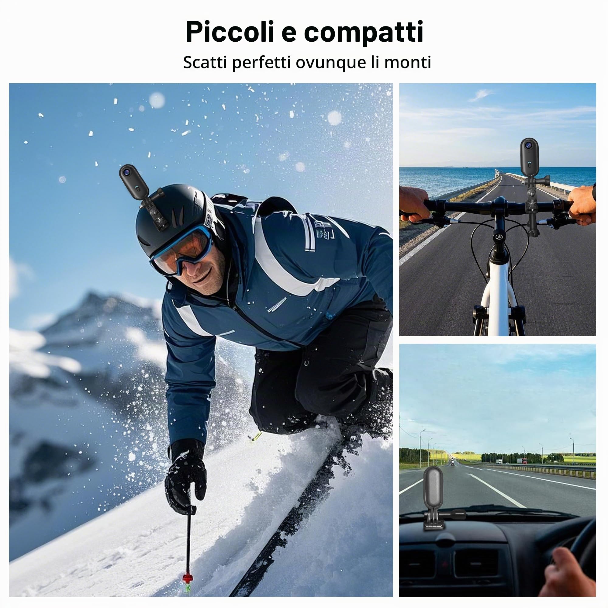 Mini Action Cam 4K 30FPS con Scheda da 64 GB, Fotocamera Portatile con Supporto Girevole a 360° e Clip Magnetica, Bodycam Impermeabile per Animali Domestici, Ciclismo, Nuoto, Vlogging, Nero