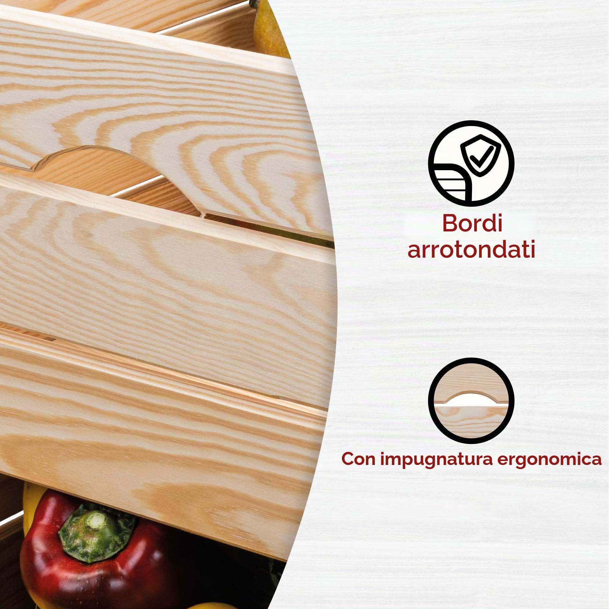 Inter Link - Scatola in legno impilabile – Contenitore massiccio per frutta, verdura, vino, giardino, bagno, sala giochi – Salvaspazio pratico – 51 x 31,5 x 23 cm Valloni M