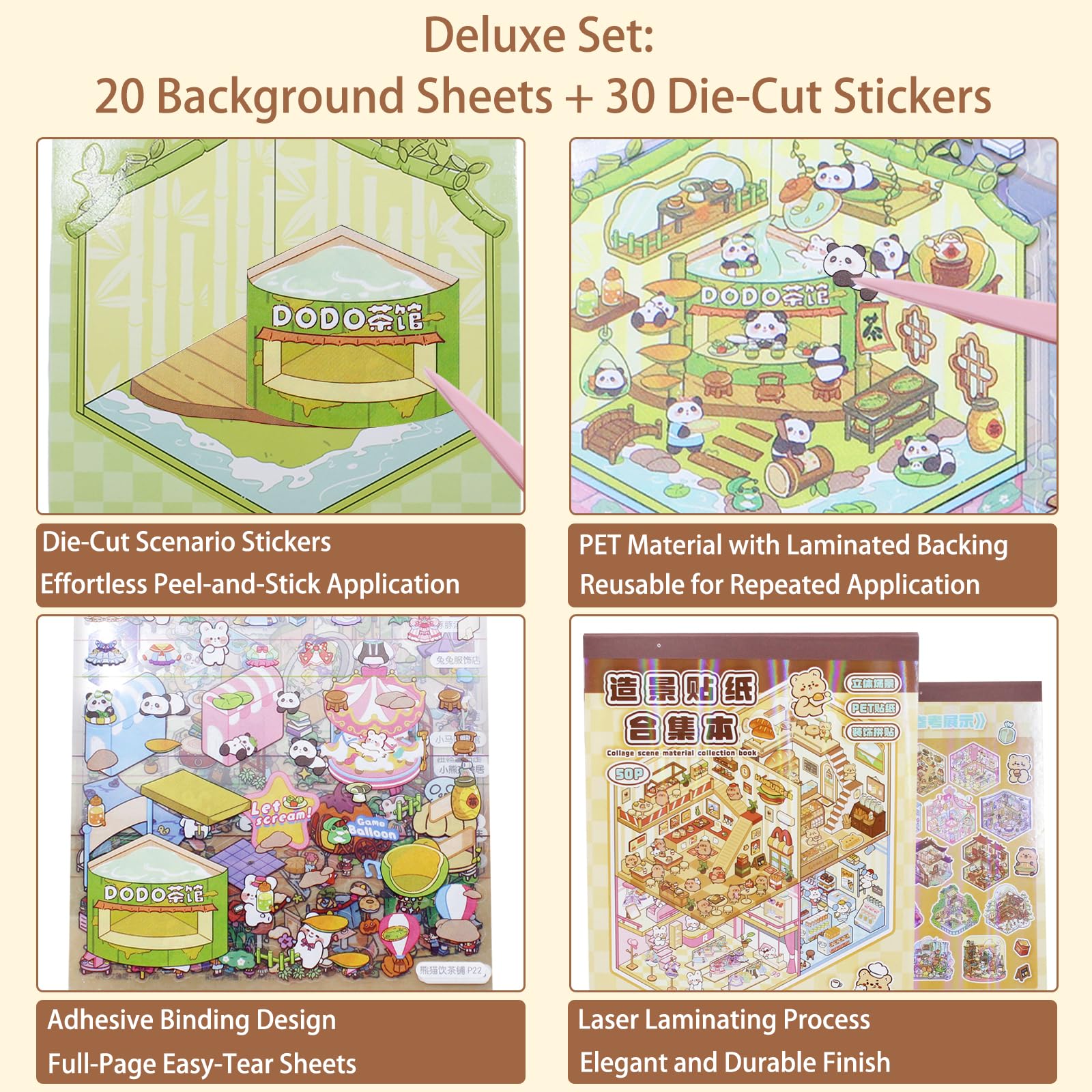 Sythrix 20 Sets DIY 3D House Stickers Kit, DIY Fun Miniature Creative Scene Sticker Book with Tweezers - Image 4
