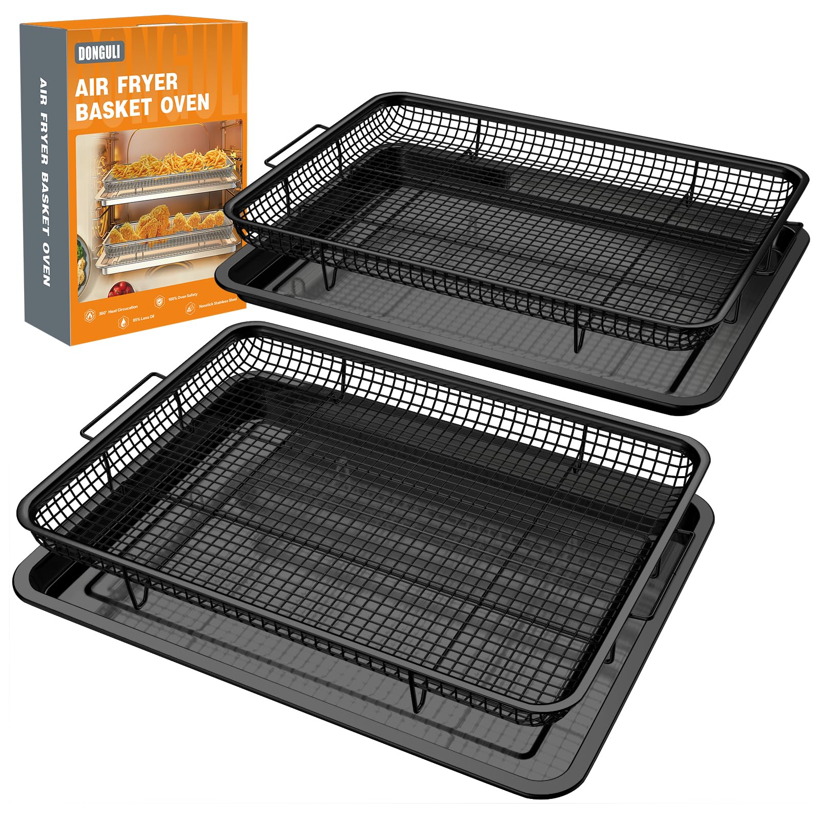 DONGULI Air Fryer Basket for Oven Sheet Pan with Wire Rack(2pcs)
