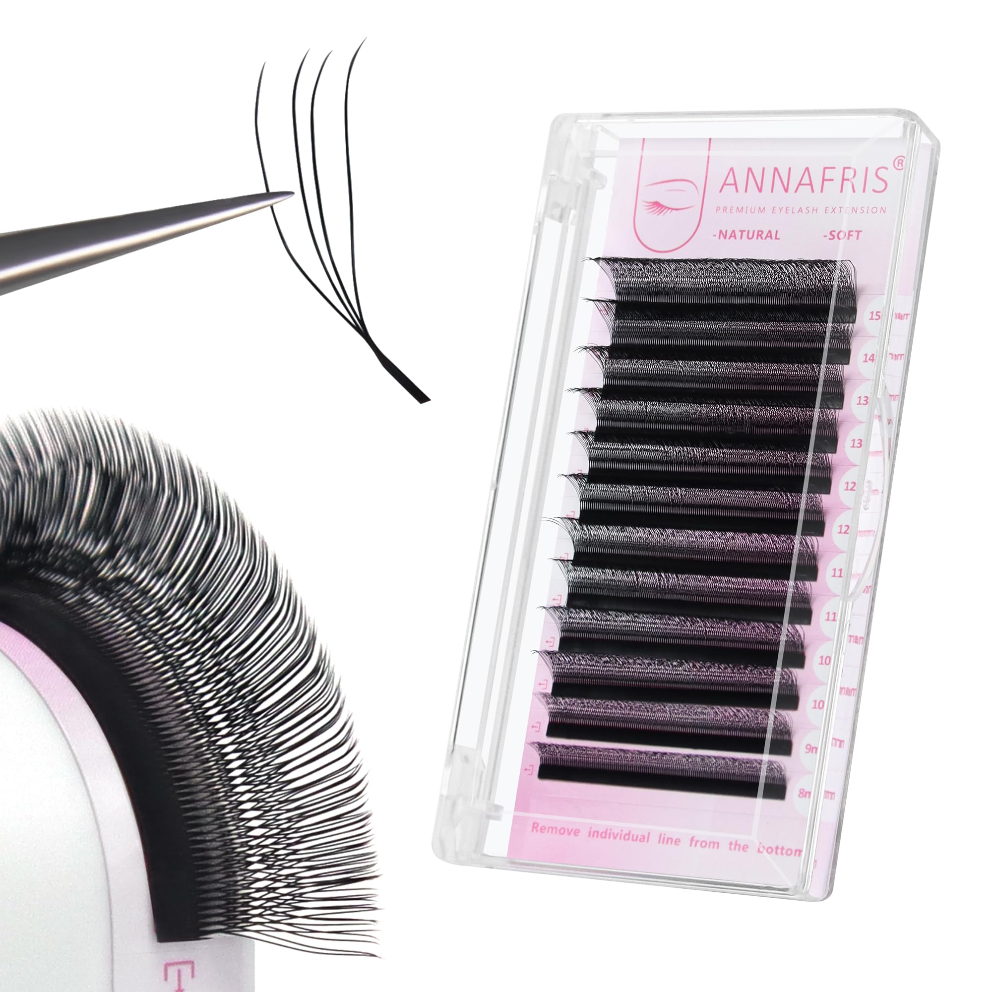 ANNAFRIS 4D Wimpern Extension Premade Fan W Wimpernverlängerung Russian Volumen Eyelash Extension(U-4D,0.07C,8-15mm)