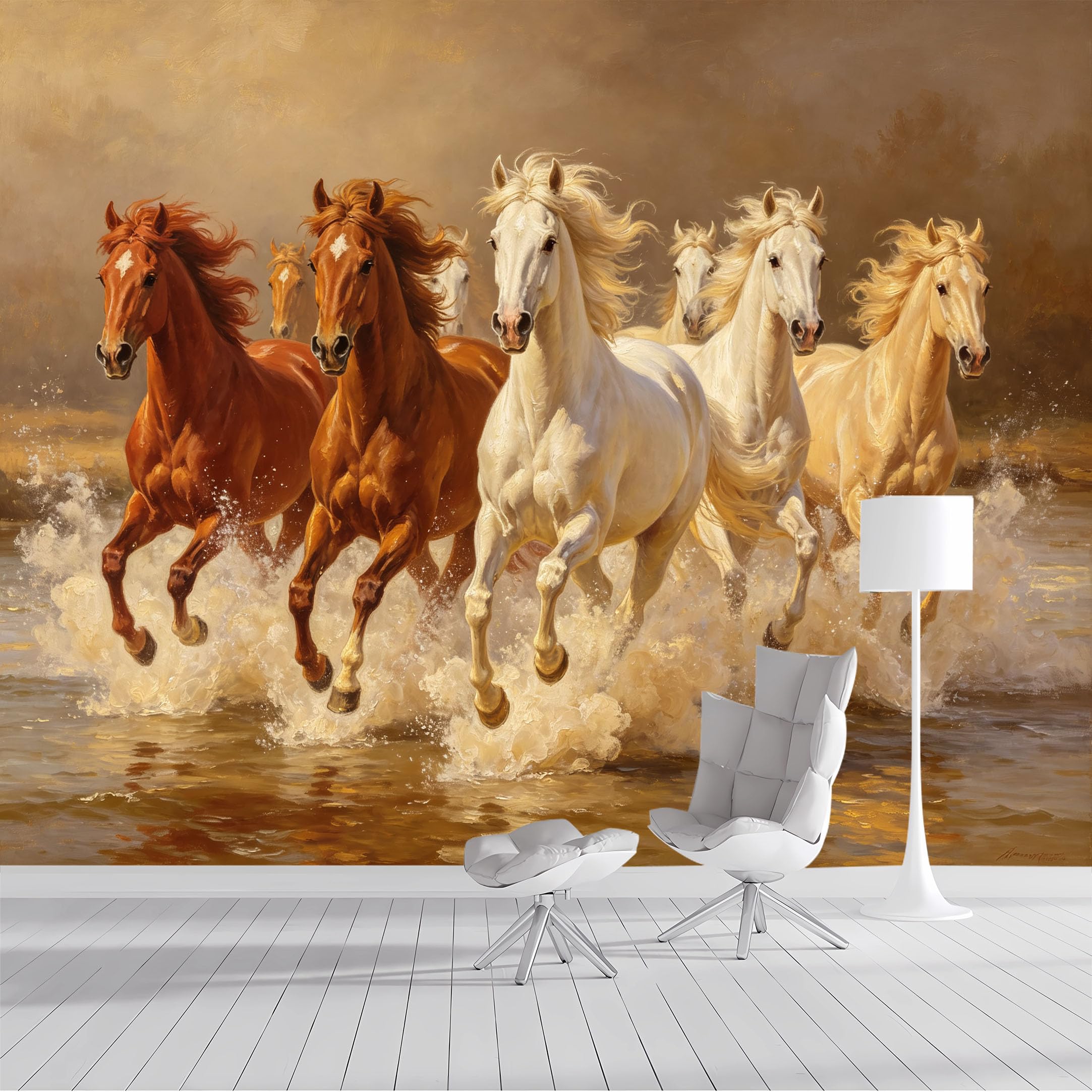 Custom Size Wall Mural Galloping Horse Oil Painting Rustic SelfAdhesive Wall Fabric Removable Peel and Stick Wallpaper Wall Decor for Living Room Bedroom Bathroom