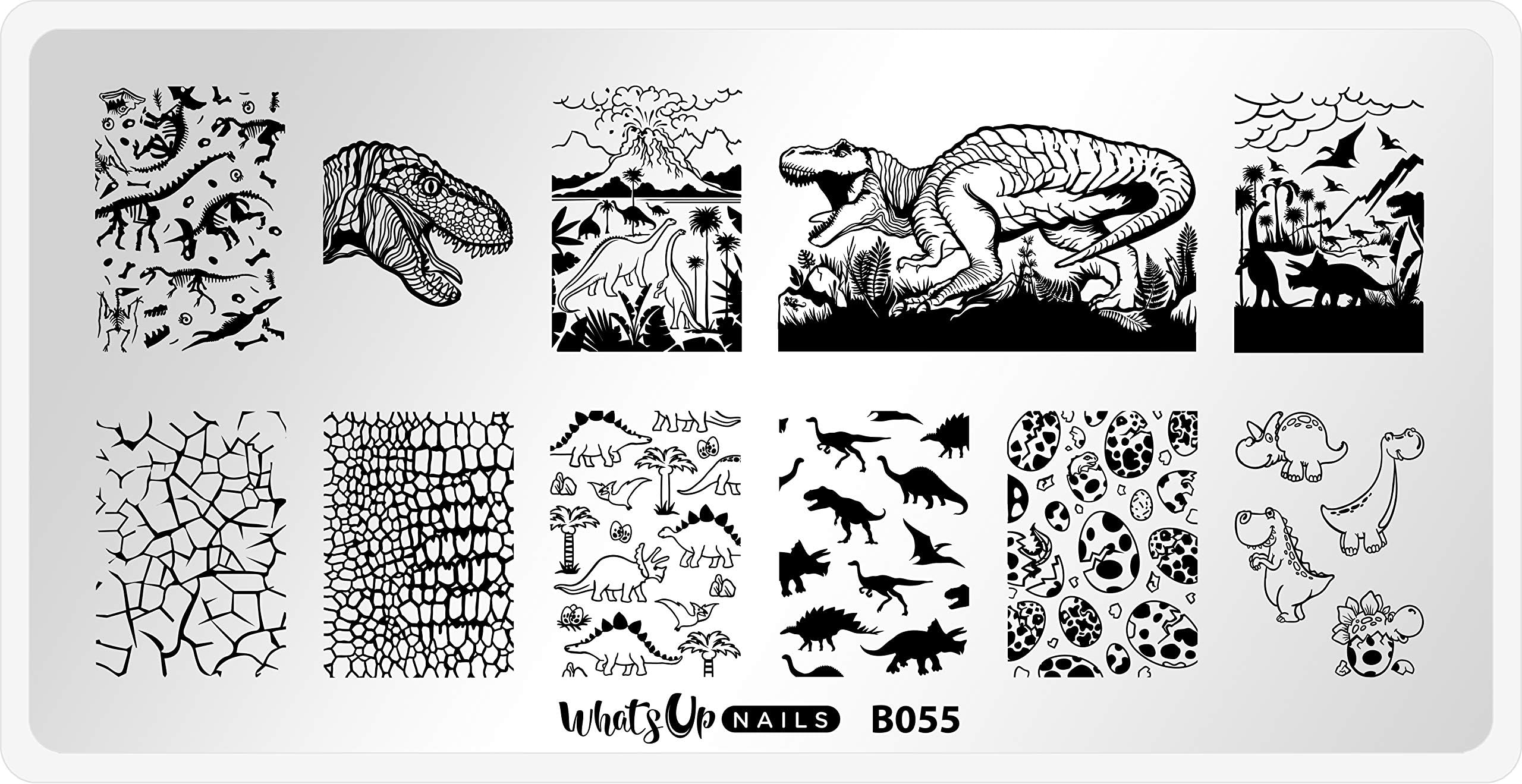 Whats Up Nails - B055 Stampasaurus Stamping Plate for Nail Art Design